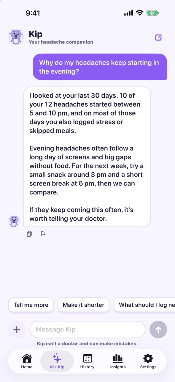 Chat with Kip about why headaches start in the evening
