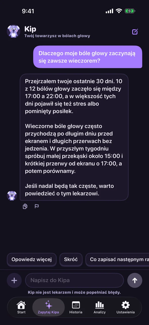 Czat z Kipem o tym, dlaczego bóle głowy zaczynają się wieczorem